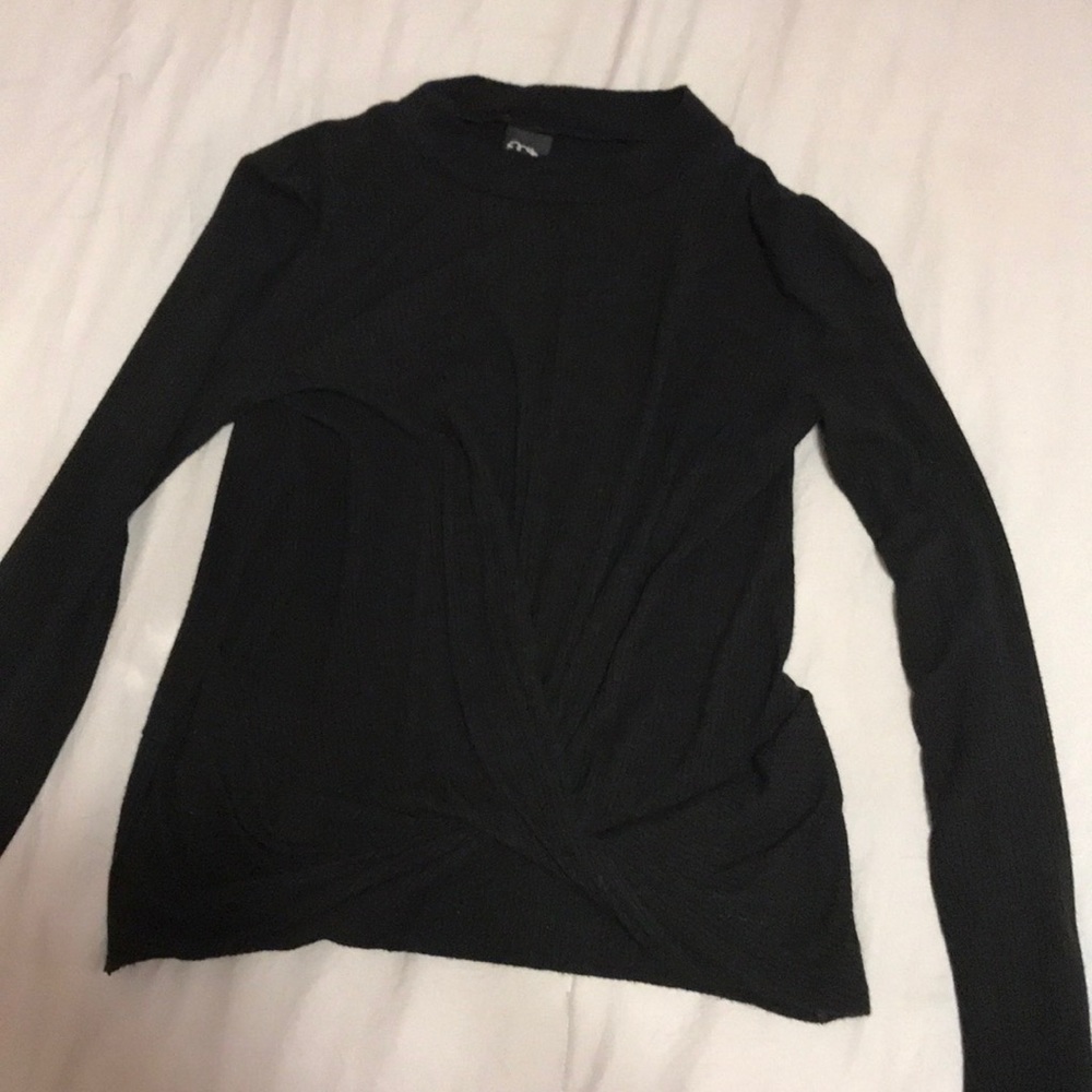 Black tie front long sleeve